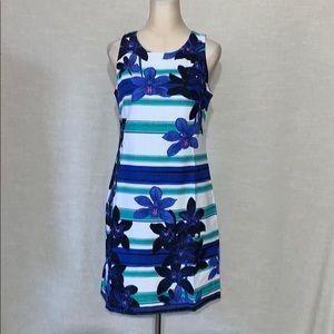 ModCloth Eliza J. Floral Stripped Shift Dress